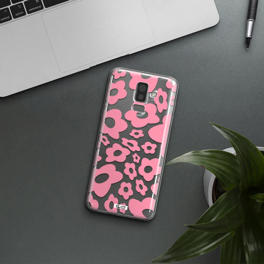 Five Petal Pink Flower Samsung J8 Clear TPU Case