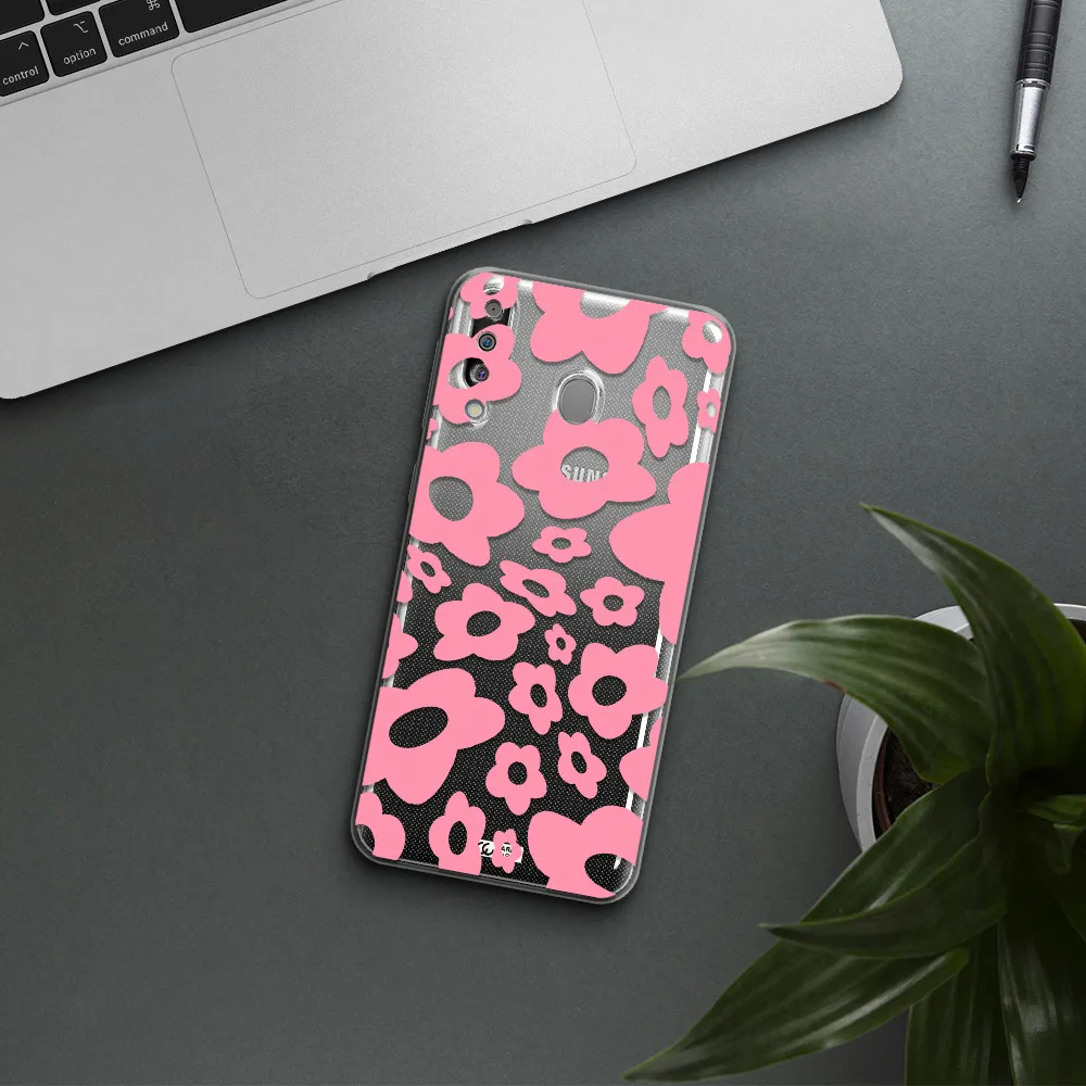 Five Petal Pink Flower Samsung M30 Clear TPU Case