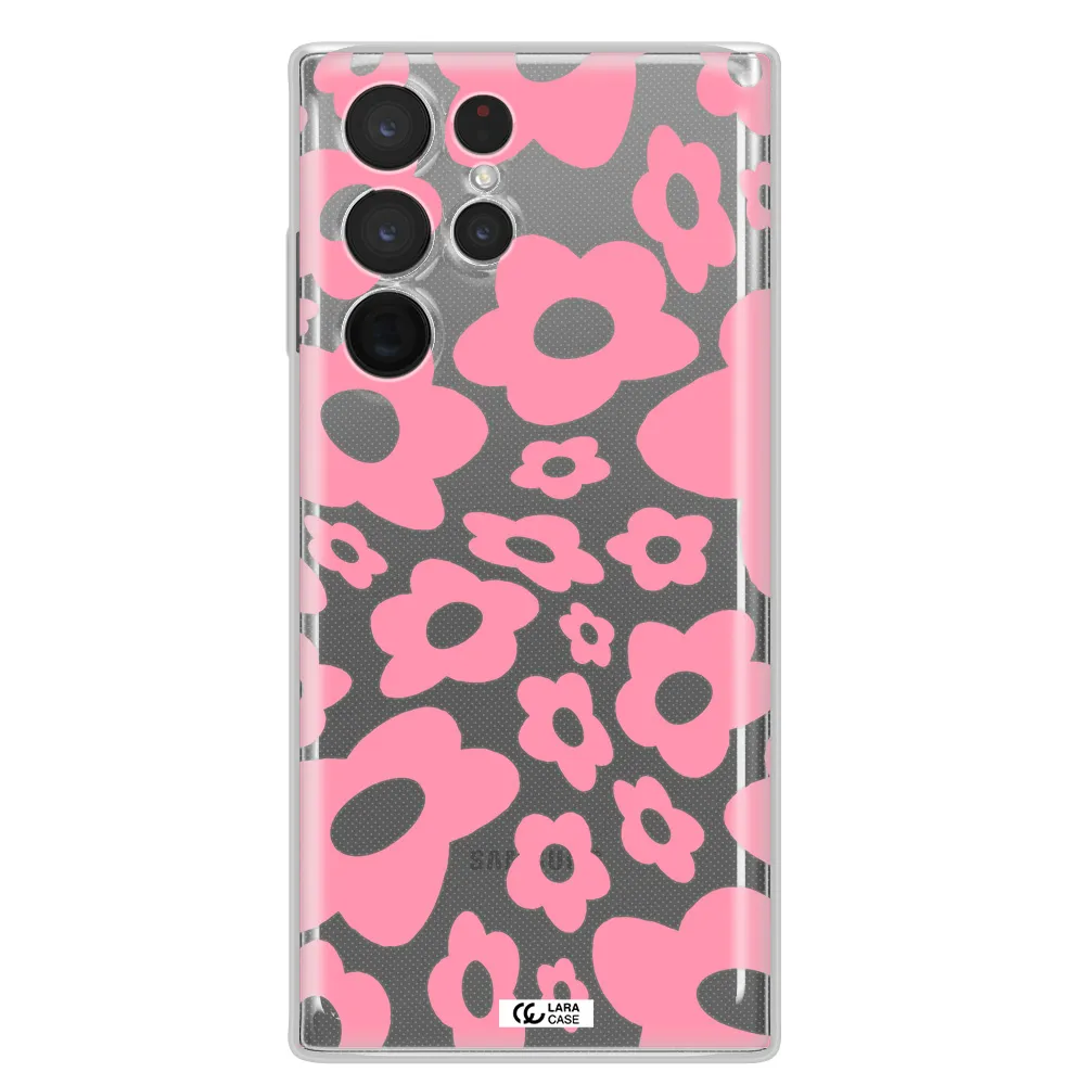 Five Petal Pink Flower Samsung S 22 Ultra Clear TPU Case