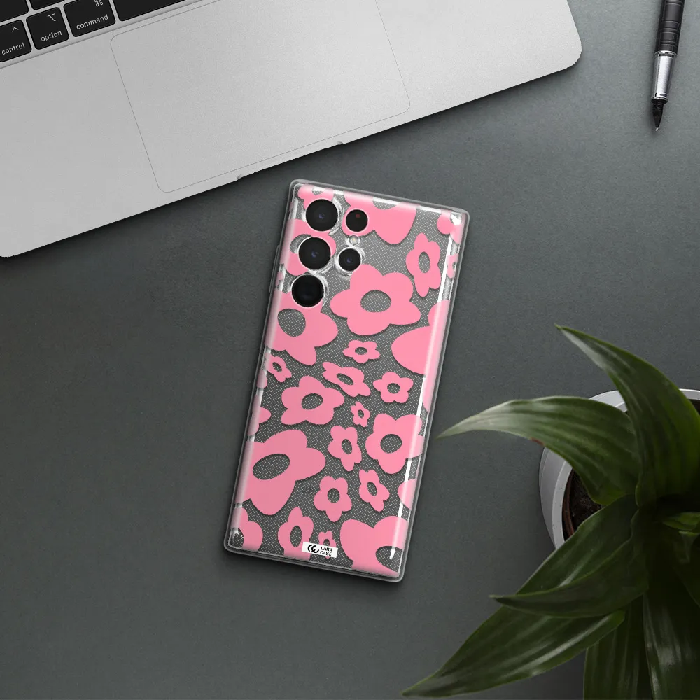 Five Petal Pink Flower Samsung S 22 Ultra Clear TPU Case