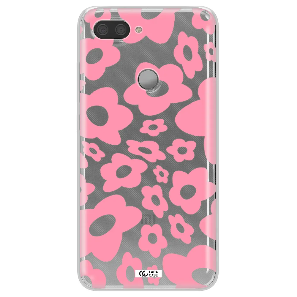 Five Petal Pink Flower Xiaomi Mi 8 Lite Clear TPU Case