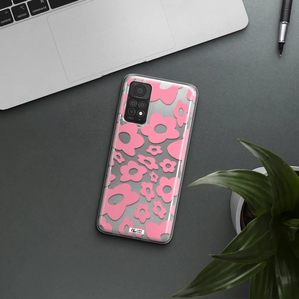 Five Petal Pink Flower Xiaomi Note 11 Pro Clear TPU Case
