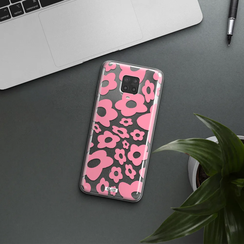 Five Petal Pink Flower Xiaomi Note 9 Pro Clear TPU Case