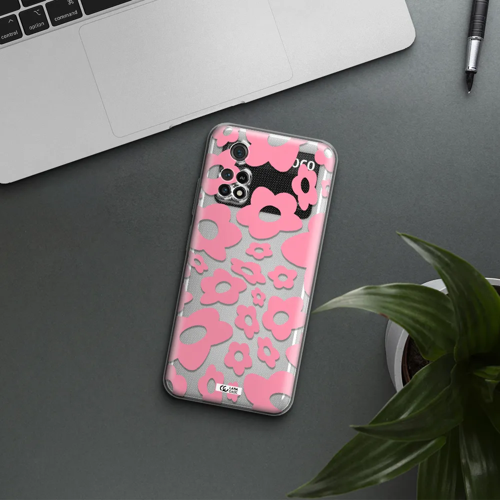 Five Petal Pink Flower Xiaomi Poco M4 Pro 4G Clear Tpu Case