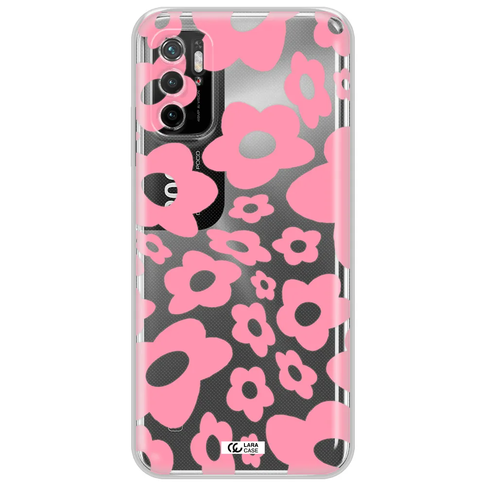 Five Petal Pink Flower Xiaomi Poco M4 Pro 5G Clear Tpu Case