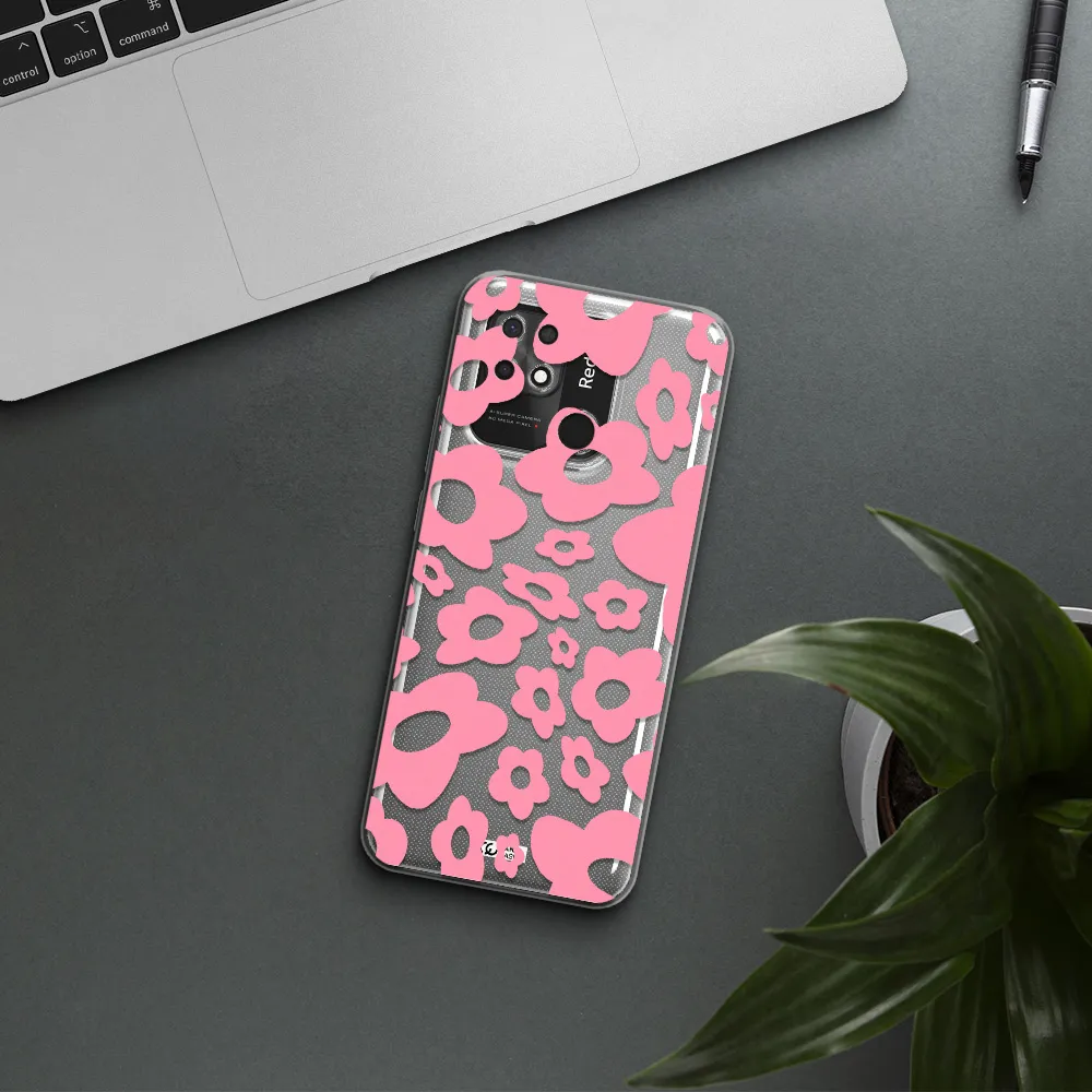 Five Petal Pink Flower Xiaomi Redmi 10C Clear TPU Case