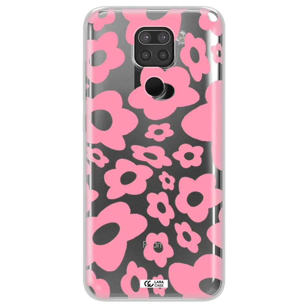 Five Petal Pink Flower Xiaomi Redmi Note 9 Clear TPU Case