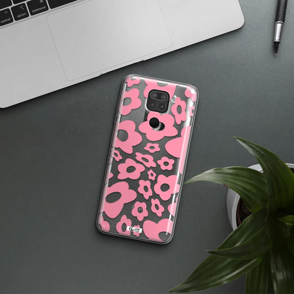 Five Petal Pink Flower Xiaomi Redmi Note 9 Clear TPU Case