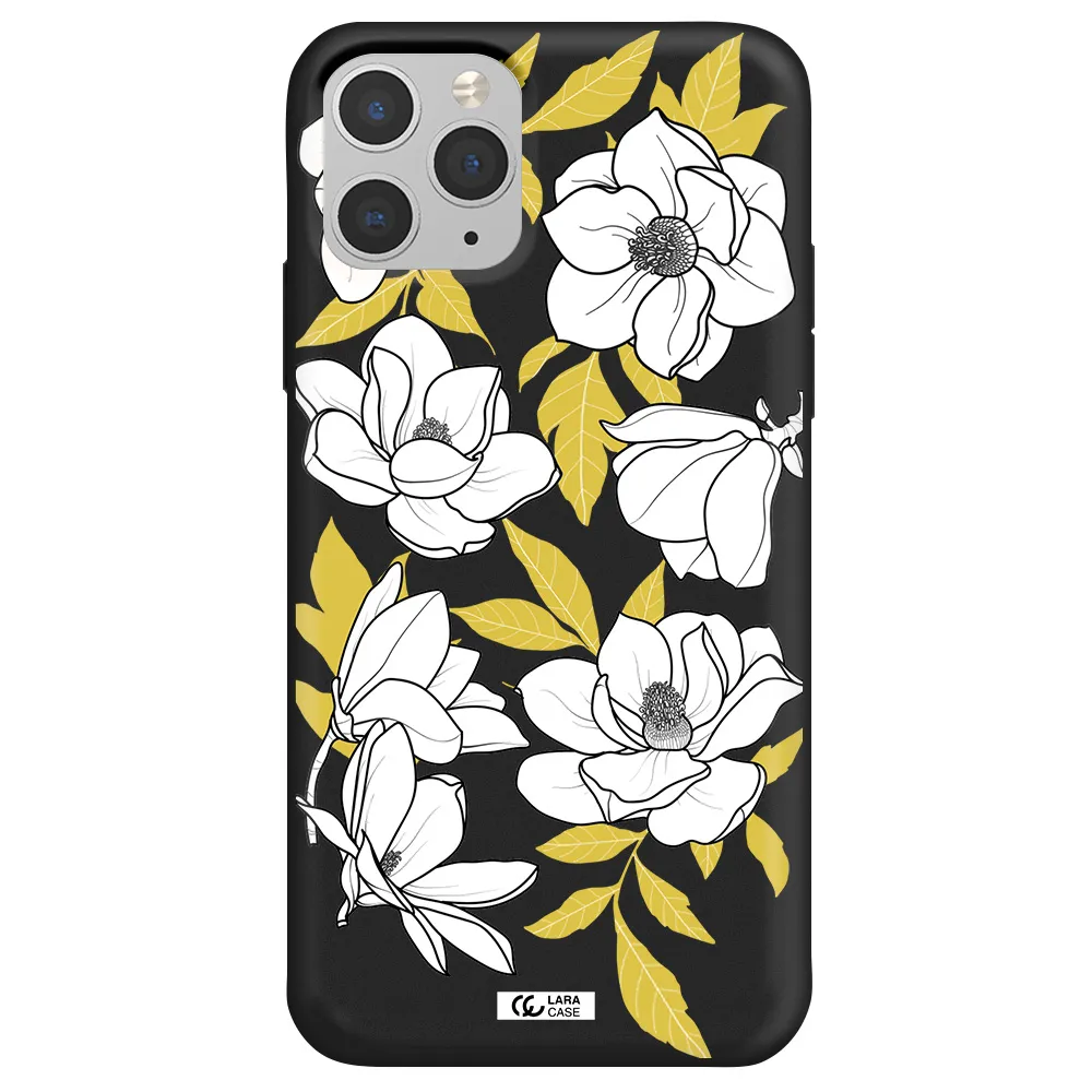 White Quince Flower Apple iPhone 11 pro max Silicone black Case