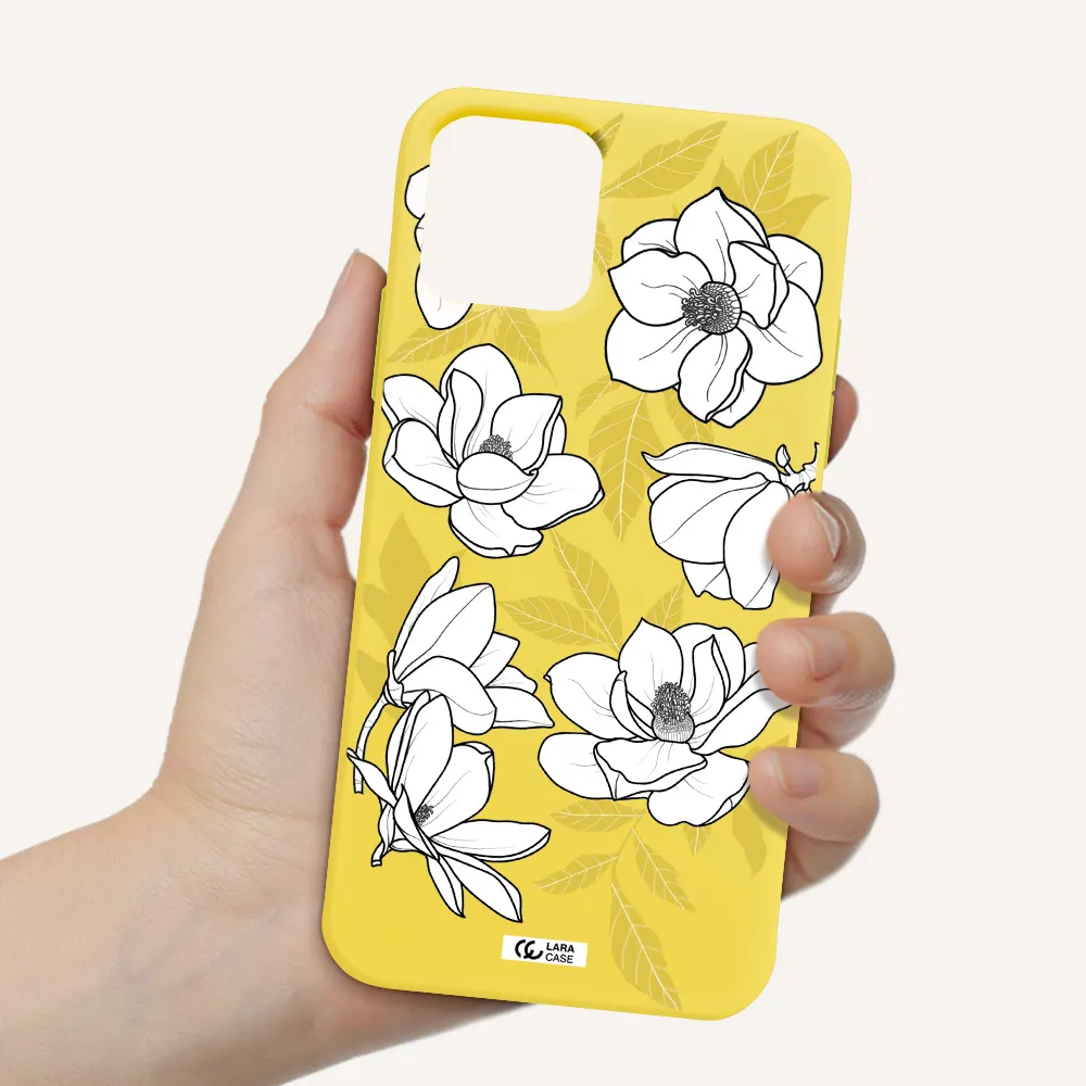 White Quince Flower Apple iPhone 11 pro max Silicone canary yellow Case