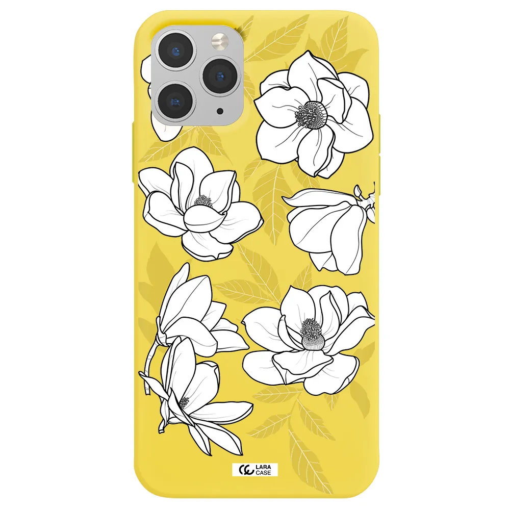White Quince Flower Apple iPhone 11 pro Silicone canary yellow Case