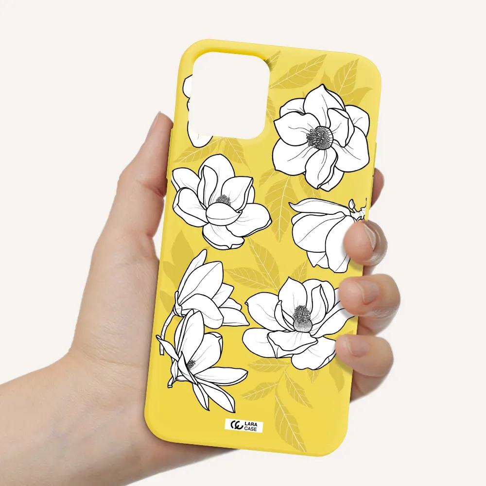 White Quince Flower Apple iPhone 11 pro Silicone canary yellow Case