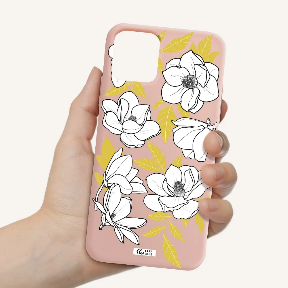 White Quince Flower Apple iPhone 11 pro Silicone pastel pink Case