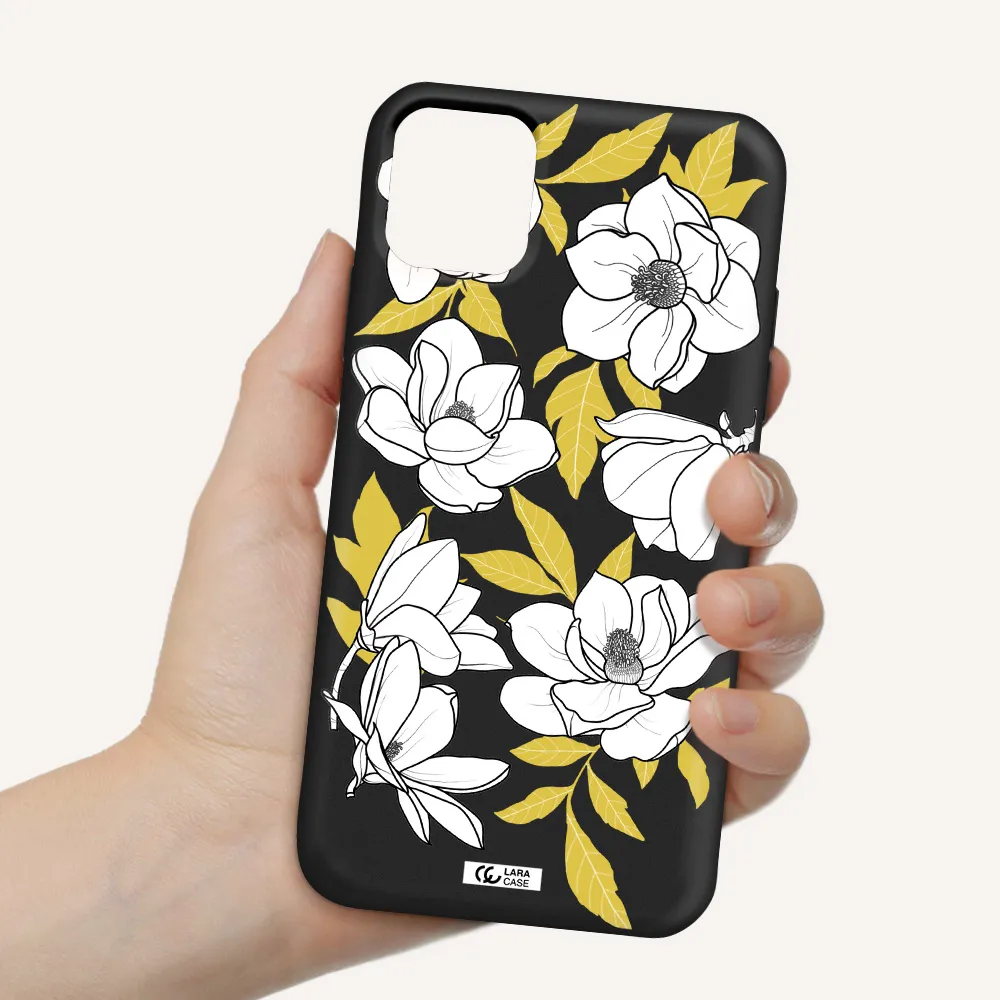 White Quince Flower Apple iPhone 11 Silicone black Case
