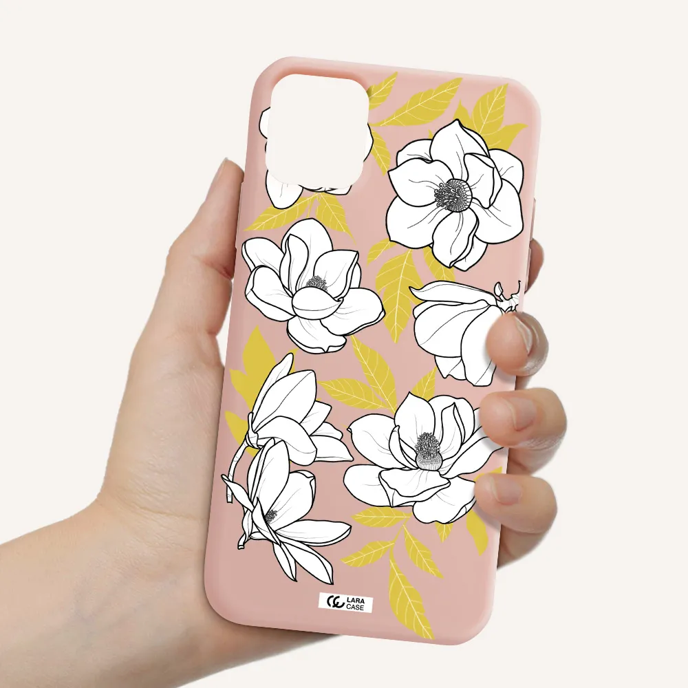 White Quince Flower Apple iPhone 11 Silicone pastel pink Case