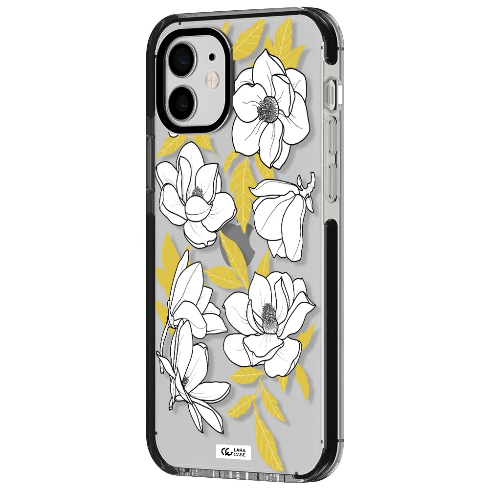 White Quince Flower Apple iPhone 12 impact black border Case