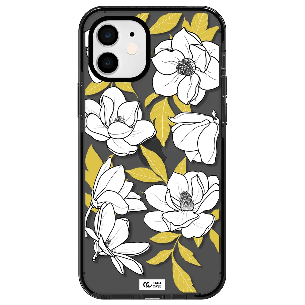 White Quince Flower Apple iPhone 12 impact Smoke Black Case