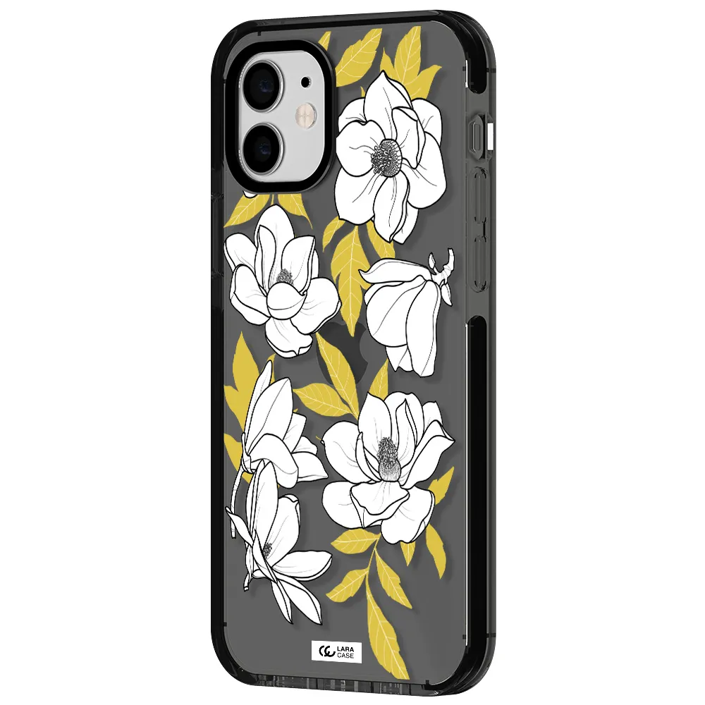 White Quince Flower Apple iPhone 12 impact Smoke Black Case