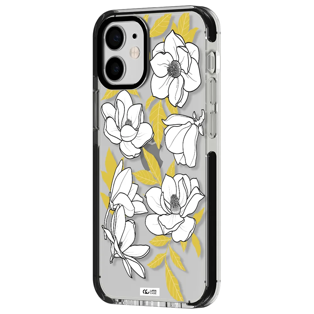 White Quince Flower Apple iPhone 12 mini impact black border Case
