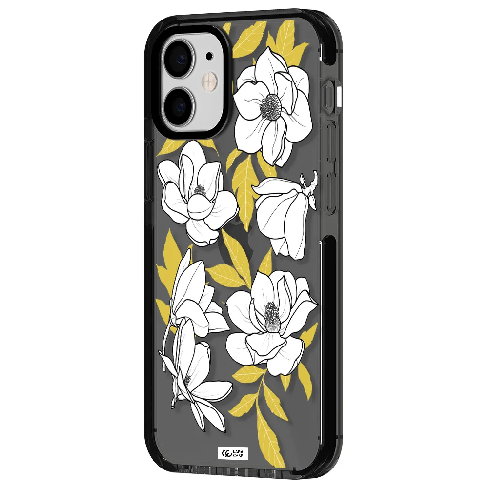 White Quince Flower Apple iPhone 12 mini impact Smoke Black Case