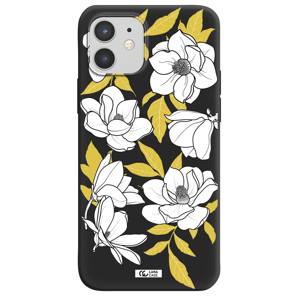 White Quince Flower Apple iPhone 12 mini Silicone black Case
