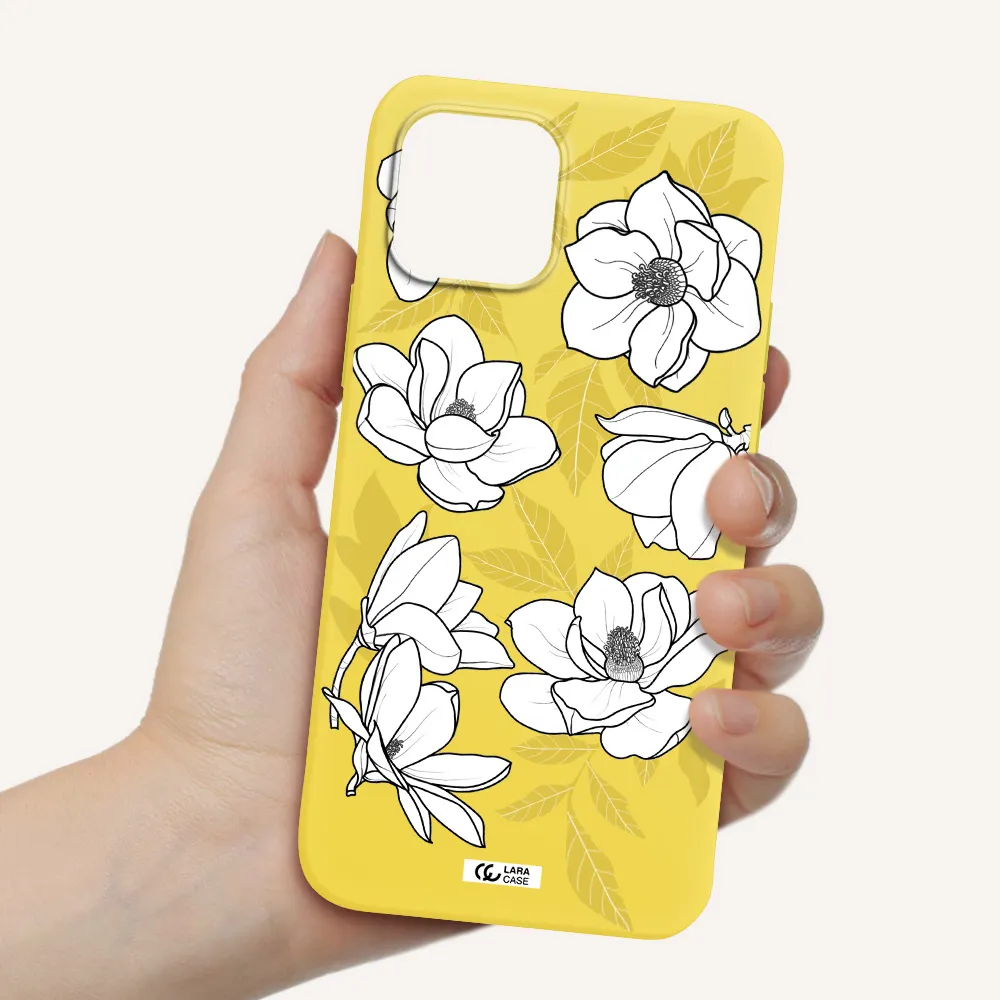 White Quince Flower Apple iPhone 12 mini Silicone canary yellow Case