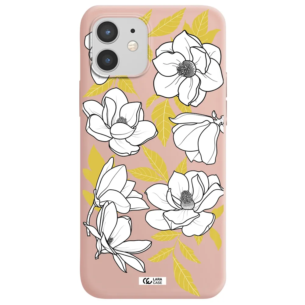 White Quince Flower Apple iPhone 12 mini Silicone pastel pink Case