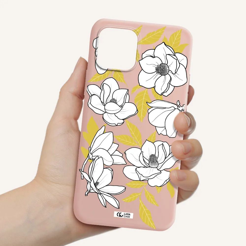 White Quince Flower Apple iPhone 12 mini Silicone pastel pink Case
