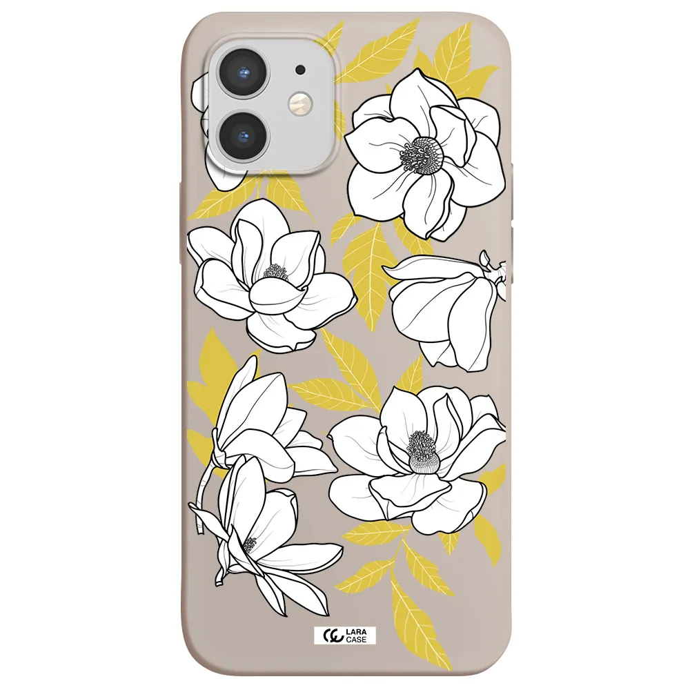 White Quince Flower Apple iPhone 12 mini Silicone Stone Case
