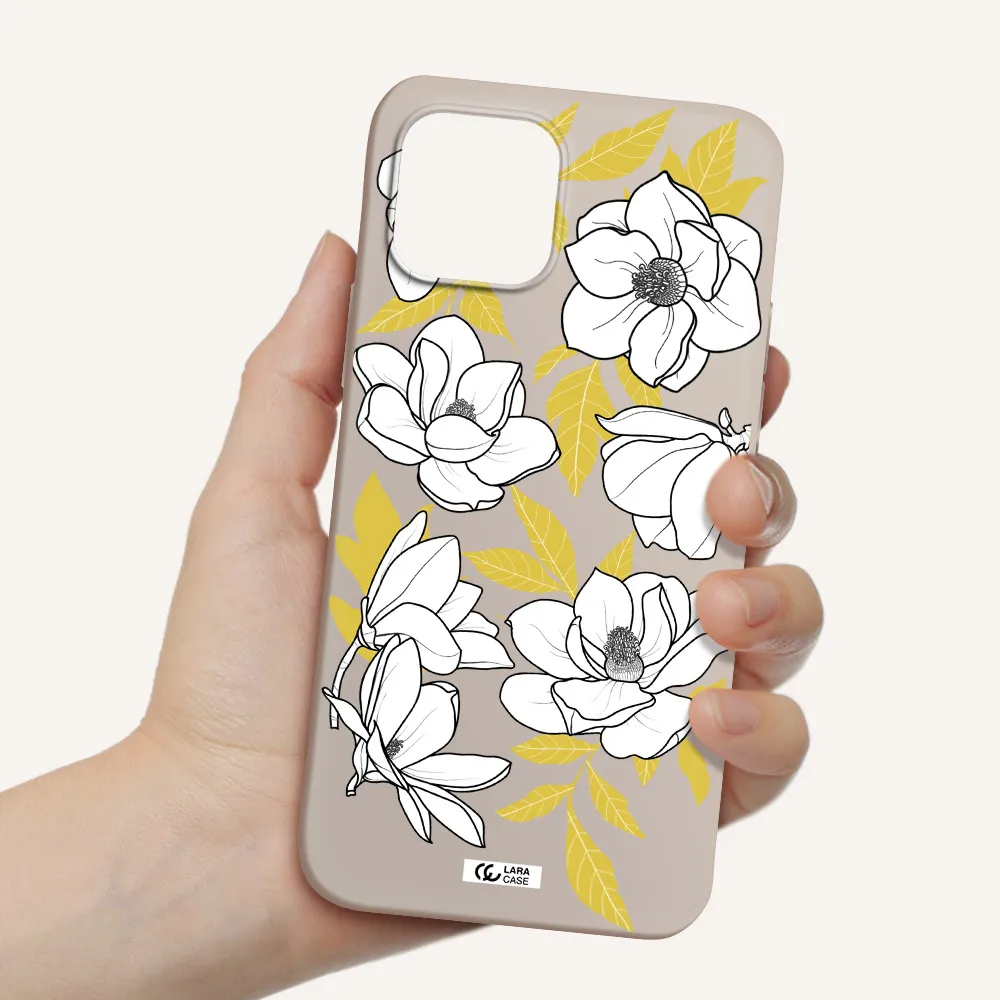 White Quince Flower Apple iPhone 12 mini Silicone Stone Case