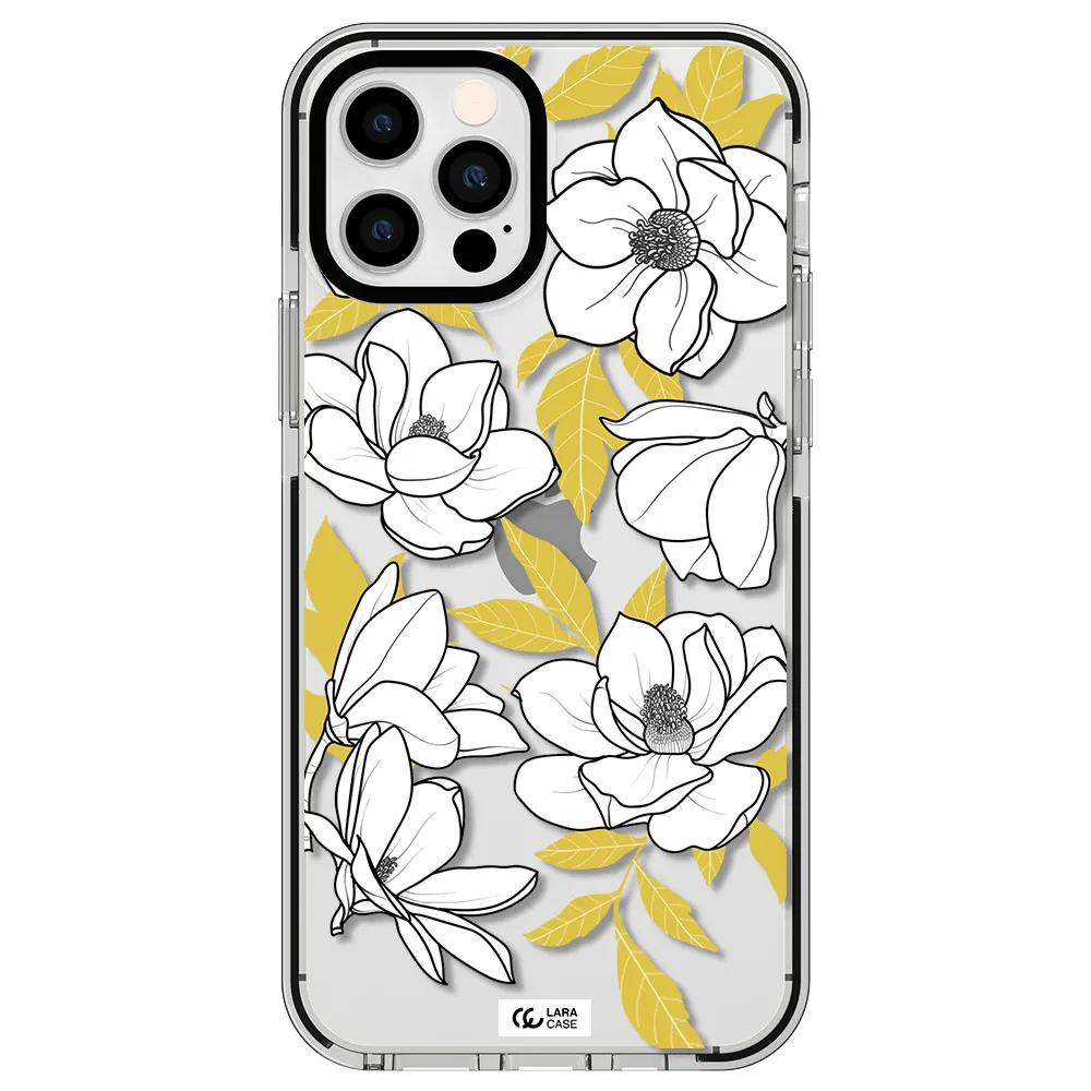 White Quince Flower Apple iPhone 12 pro impact black border Case