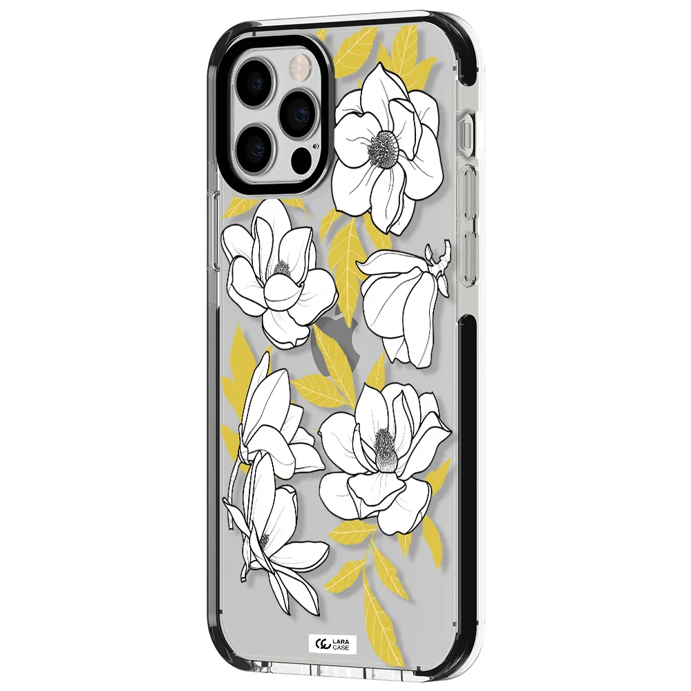 White Quince Flower Apple iPhone 12 pro impact black border Case