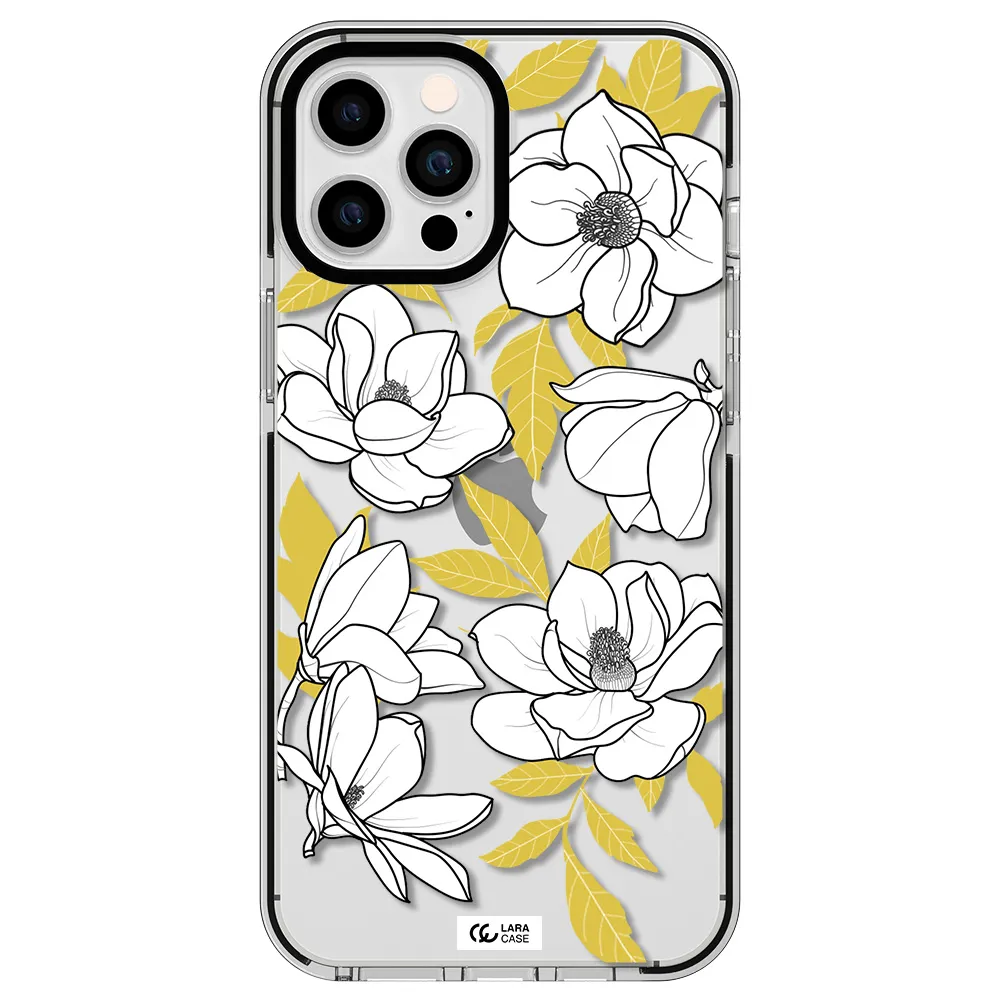 White Quince Flower Apple iPhone 12 pro max impact black border Case