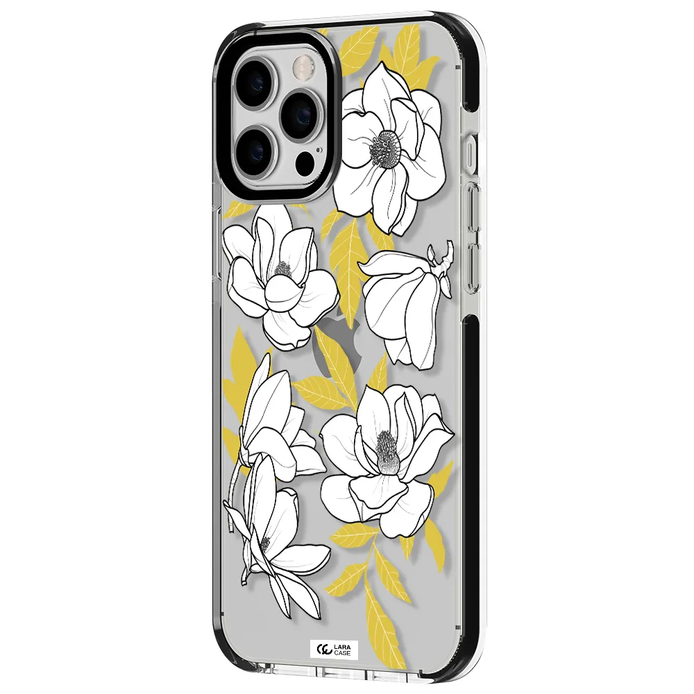 White Quince Flower Apple iPhone 12 pro max impact black border Case