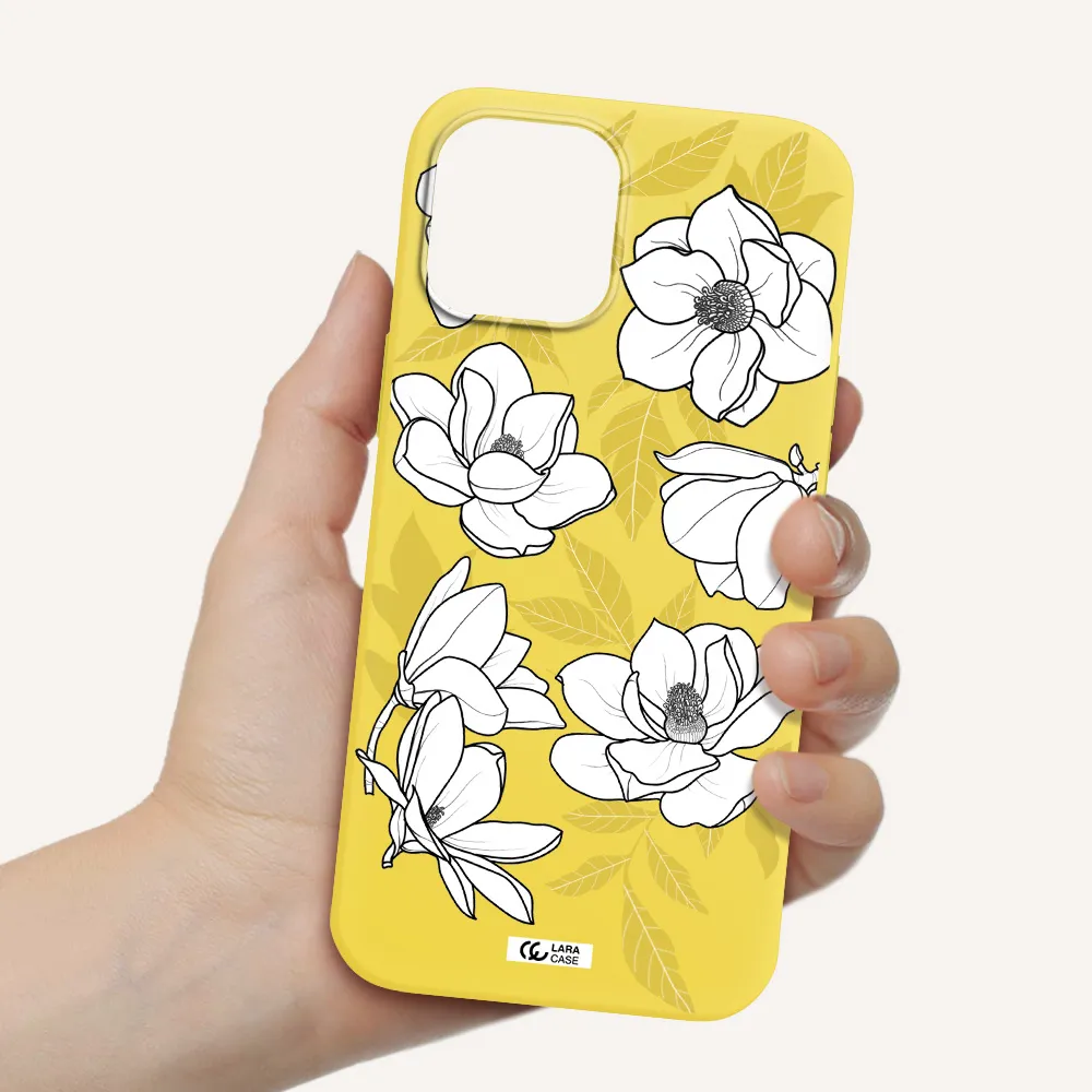 White Quince Flower Apple iPhone 12 pro max Silicone canary yellow Case
