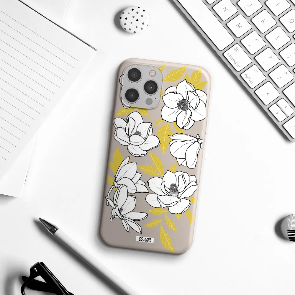 White Quince Flower Apple iPhone 12 pro max Silicone Stone Case