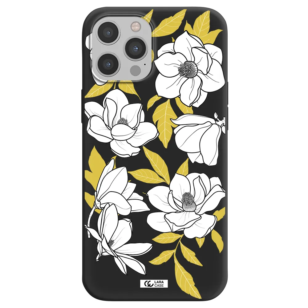 White Quince Flower Apple iPhone 12 pro Silicone black Case