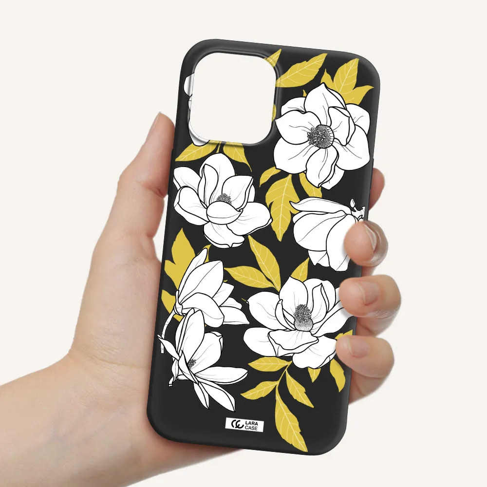 White Quince Flower Apple iPhone 12 pro Silicone black Case