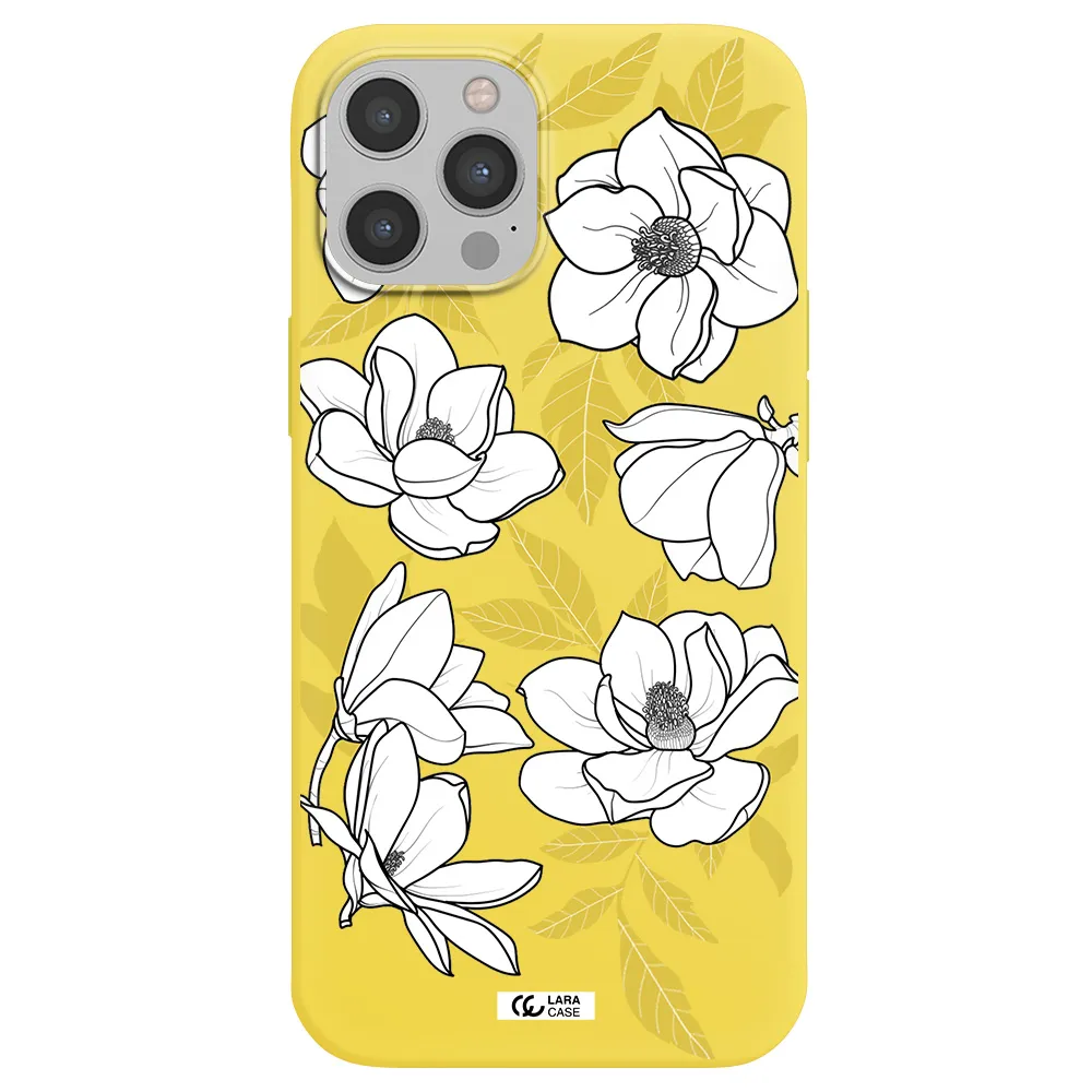 White Quince Flower Apple iPhone 12 pro Silicone canary yellow Case