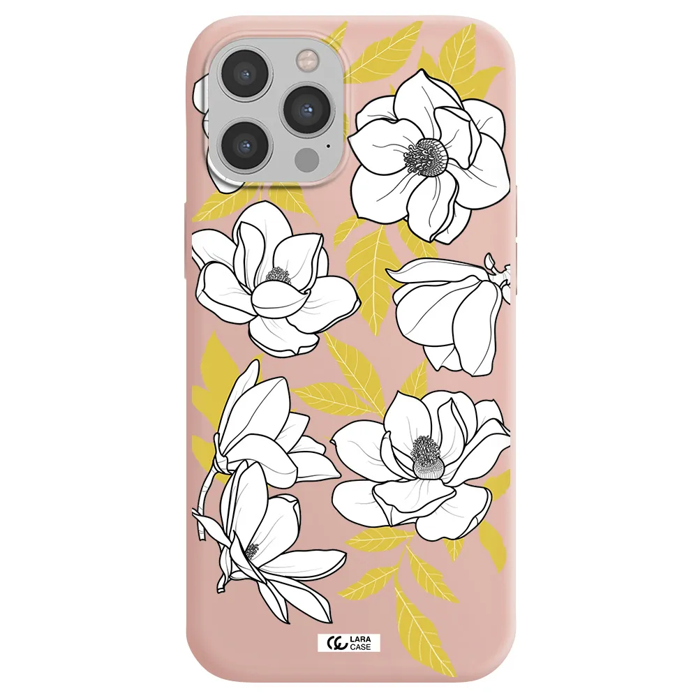 White Quince Flower Apple iPhone 12 pro Silicone pastel pink Case