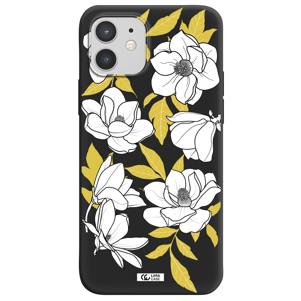 White Quince Flower Apple iPhone 12 Silicone black Case