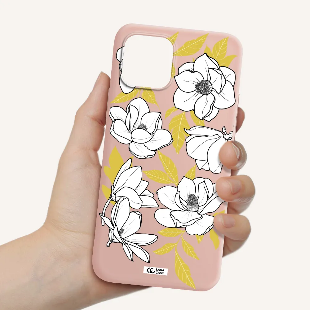 White Quince Flower Apple iPhone 12 Silicone pastel pink Case