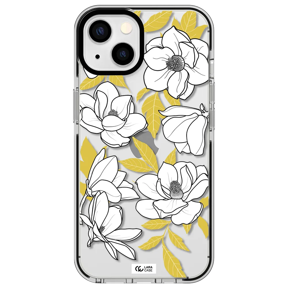 White Quince Flower Apple iPhone 13 impact black border Case