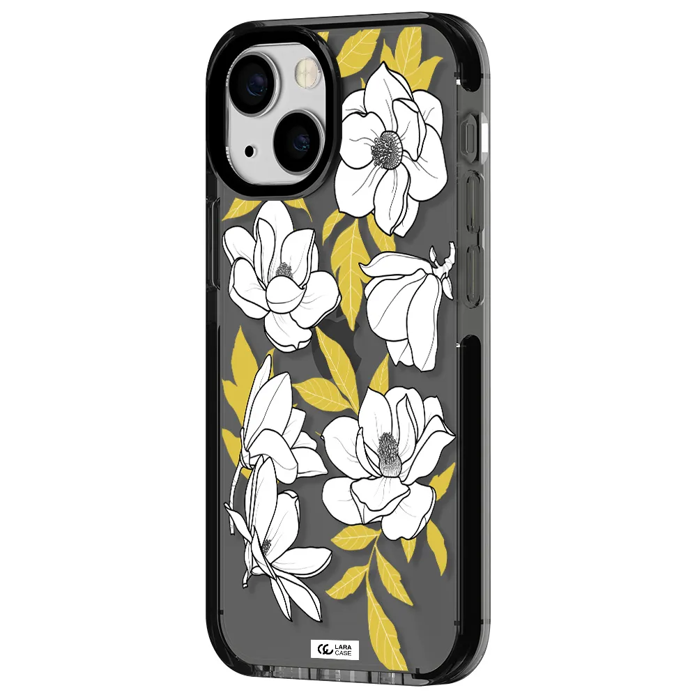 White Quince Flower Apple iPhone 13 mini impact Smoke Black Case