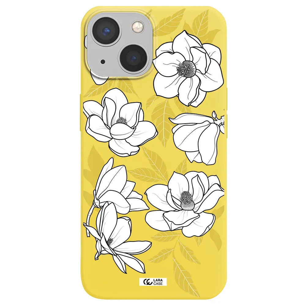 White Quince Flower Apple iPhone 13 mini Silicone canary yellow Case