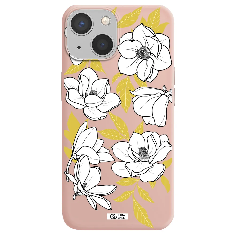 White Quince Flower Apple iPhone 13 mini Silicone pastel pink Case