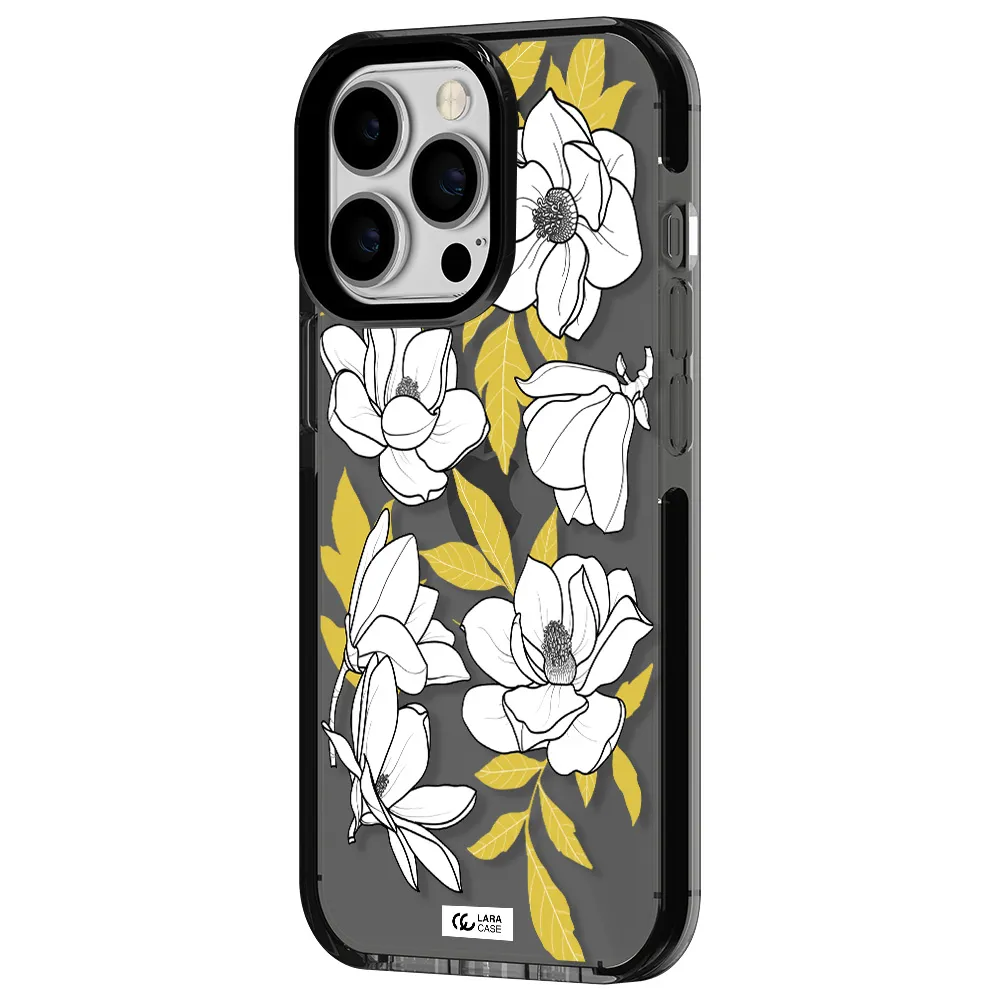 White Quince Flower Apple iPhone 13 Pro impact Smoke Black Case