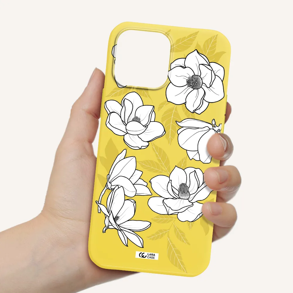 White Quince Flower Apple iPhone 13 Pro Silicone canary yellow Case