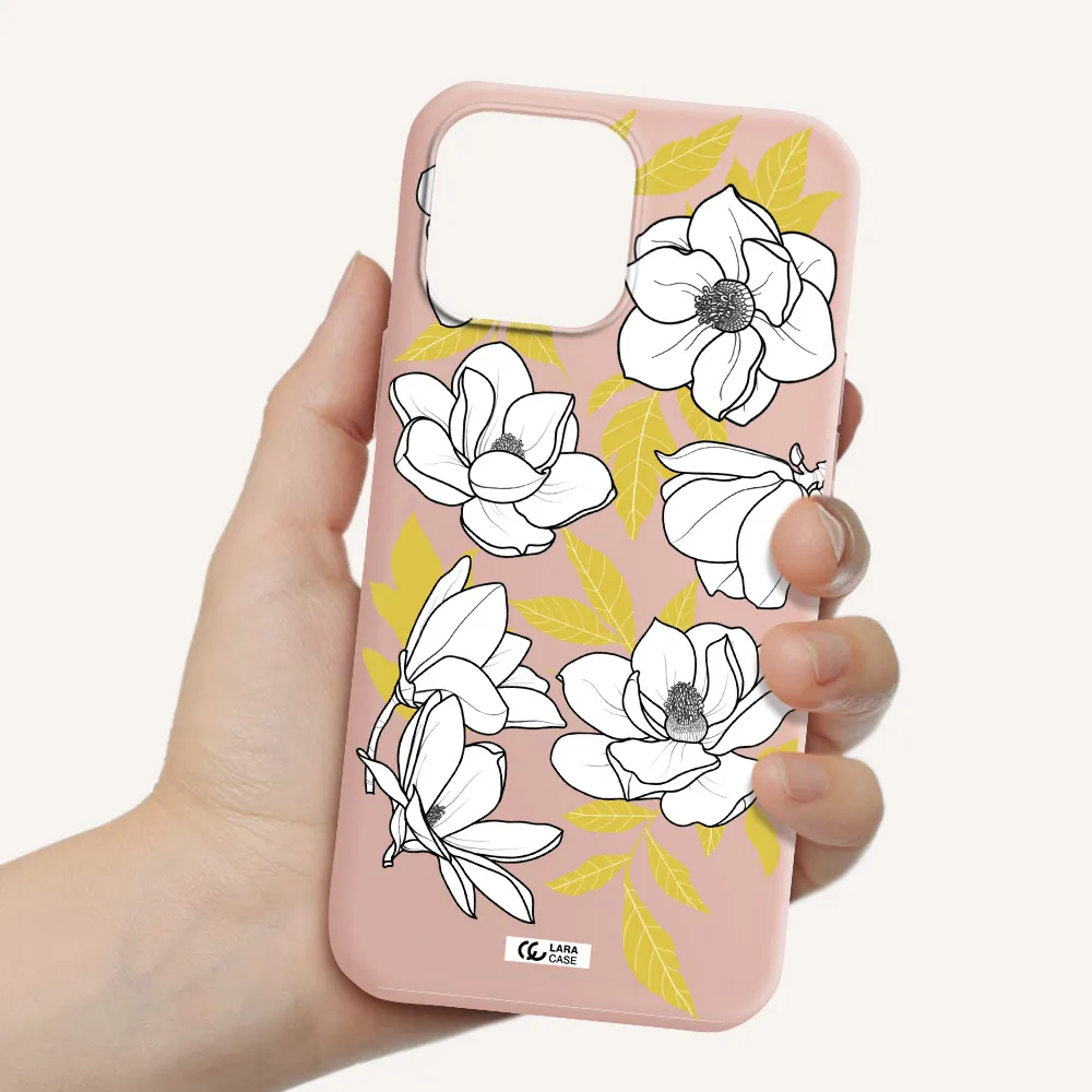 White Quince Flower Apple iPhone 13 Pro Silicone pastel pink Case