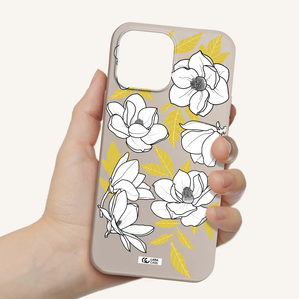 White Quince Flower Apple iPhone 13 Pro Silicone Stone Case